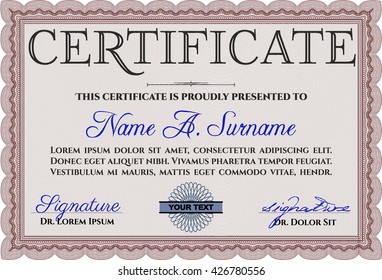 Red Certificate. Detailed. Complex design. Printer friendly. 