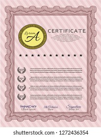 Red Certificate. Detailed. With complex linear background. Perfect design. 