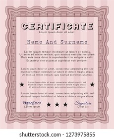 Red Certificate. Detailed. With linear background. Money Pattern design. 