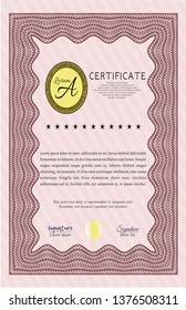 Red Certificate. Detailed. Printer friendly. Elegant design. 