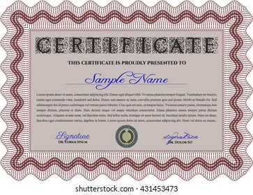 Certificado rojo. Detallado. Fácil de imprimir. Diseño complejo. 