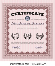 Red Certificate diploma or award template. Customizable, Easy to edit and change colors. With great quality guilloche pattern. Artistry design. 