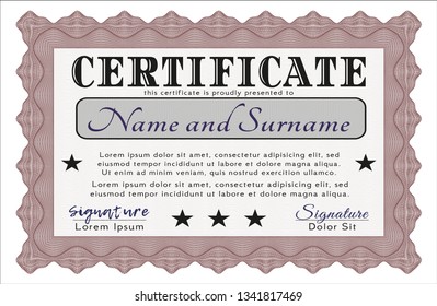 Red Certificate diploma or award template. Customizable, Easy to edit and change colors. With background. Artistry design. 