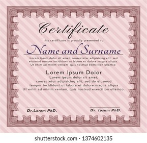 Red Certificate diploma or award template. With linear background. Sophisticated design. Customizable, Easy to edit and change colors. 