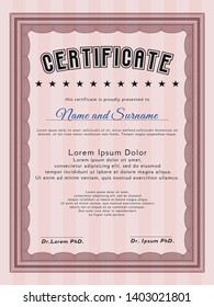 Red Certificate diploma or award template. Money design. Customizable, Easy to edit and change colors. With linear background. 
