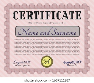 Red Certificate diploma or award template. Easy to print. Sophisticated design. Detailed. 