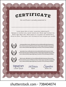 Red Certificate diploma or award template. With background. Customizable, Easy to edit and change colors. Superior design. 