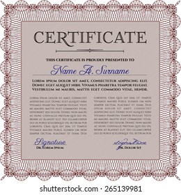 Plantilla de certificado o diploma rojo