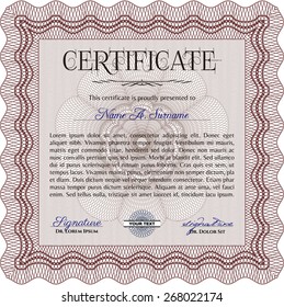 Red certificate or diploma template
