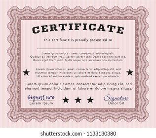 Red Certificate or diploma template. With background. Nice design. Detailed. 