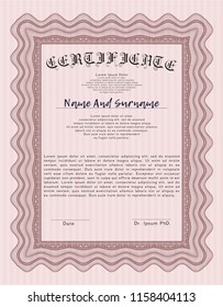 Red Certificate or diploma template. With background. Perfect design. Detailed. 