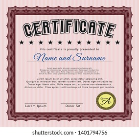 Red Certificate or diploma template. With background. Customizable, Easy to edit and change colors. Elegant design. 