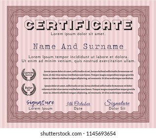 Red Certificate or diploma template. With complex background. Money Pattern design. Customizable, Easy to edit and change colors. 