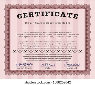 Red Certificate or diploma template. With complex linear background. Customizable, Easy to edit and change colors. Good design. 