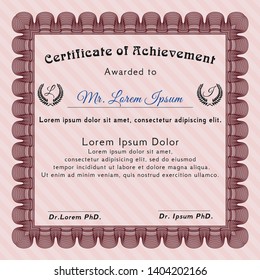 Red Certificate or diploma template. Complex background. Modern design. Detailed. 