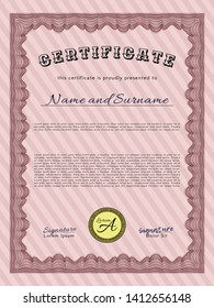 Red Certificate or diploma template. With complex background. Customizable, Easy to edit and change colors. Good design. 