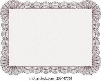Red certificate or diploma template, complex border design. Isolated, ready to be used. Vector illustration.