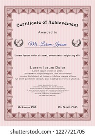 Red Certificate or diploma template. Cordial design. Vector illustration. Easy to print. 