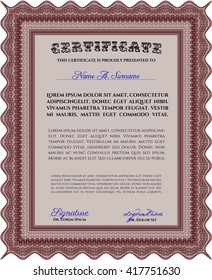 Red Certificate or diploma template. Cordial design. Easy to print. Customizable, Easy to edit and change colors. 