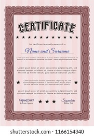 Red Certificate or diploma template. Customizable, Easy to edit and change colors. With quality background. Money style design. 