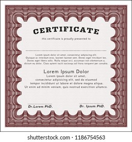 Red Certificate or diploma template. Customizable, Easy to edit and change colors. Printer friendly. Perfect design. 
