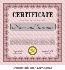 Red Certificate or diploma template. Customizable, Easy to edit and change colors. Easy to print. Retro design. 