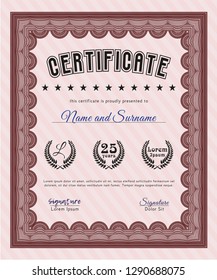 Red Certificate or diploma template. Customizable, Easy to edit and change colors. Easy to print. Modern design. 