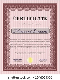 Red Certificate or diploma template. Customizable, Easy to edit and change colors. With complex background. Elegant design. 