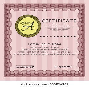 Red Certificate or diploma template. Customizable, Easy to edit and change colors. With complex background. Money design. 
