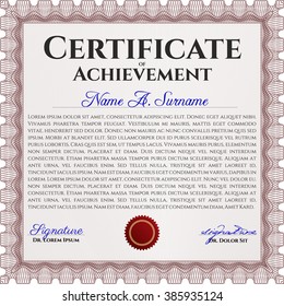 Plantilla de certificado o diploma rojo. Personalizable, fácil de editar y cambiar los colores. Diseño cordial. Fácil de imprimir. 