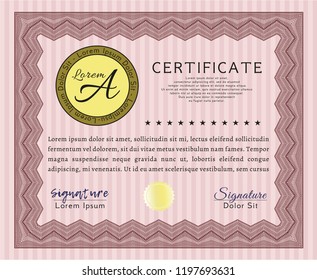 Red Certificate or diploma template. Detailed. Easy to print. Money Pattern design. 