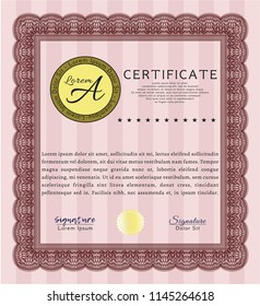 Red Certificate or diploma template. Easy to print. Excellent design. Detailed. 