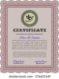 Red Certificate or diploma template. Easy to print. Customizable, Easy to edit and change colors. Cordial design. 