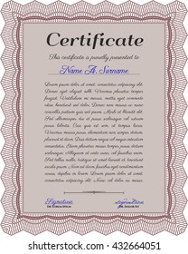 Red Certificate or diploma template. Easy to print. Cordial design. Customizable, Easy to edit and change colors. 