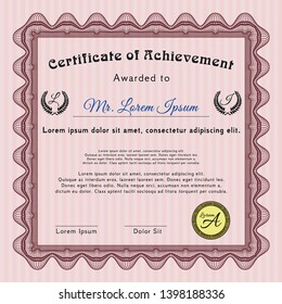 Red Certificate or diploma template. Excellent design. Customizable, Easy to edit and change colors. With great quality guilloche pattern. 
