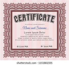 Red Certificate or diploma template. With great quality guilloche pattern. Nice design. Customizable, Easy to edit and change colors. 