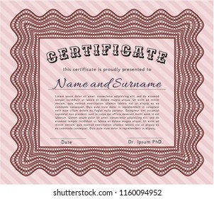 Red Certificate or diploma template. With great quality guilloche pattern. Customizable, Easy to edit and change colors. Money Pattern. 