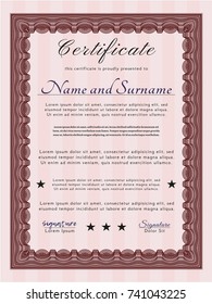 Red Certificate or diploma template. With great quality guilloche pattern. Nice design. Customizable, Easy to edit and change colors. 