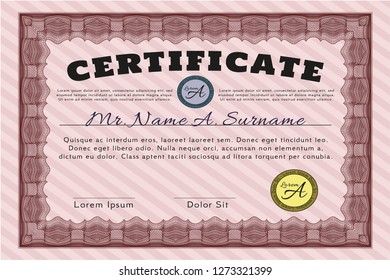 Red Certificate or diploma template. Lovely design. Easy to print. Customizable, Easy to edit and change colors. 