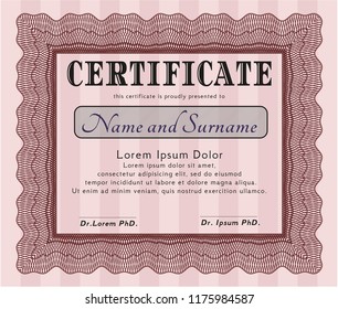 Red Certificate or diploma template. Modern design. Customizable, Easy to edit and change colors. With guilloche pattern. 