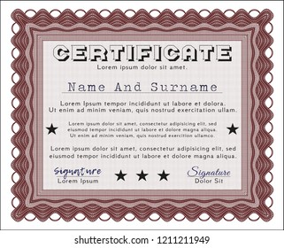 Red Certificate or diploma template. Money Pattern design. Customizable, Easy to edit and change colors. Easy to print. 