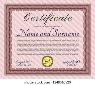 Red Certificate or diploma template. Money Pattern design. Customizable, Easy to edit and change colors. With complex background. 