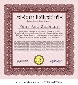 Red Certificate or diploma template. Money Pattern design. Customizable, Easy to edit and change colors. Easy to print. 