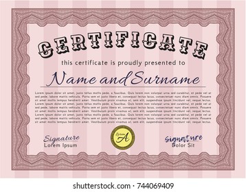 Red Certificate or diploma template. Money design. Printer friendly. Customizable, Easy to edit and change colors. 