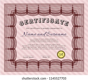 Red Certificate or diploma template. Nice design. Printer friendly. Detailed. 