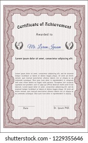 Red Certificate or diploma template. Printer friendly. Superior design. Detailed. 