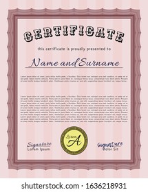 Red Certificate or diploma template. Printer friendly. Detailed. Superior design. 