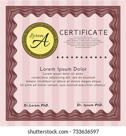 Red Certificate or diploma template. Printer friendly. Customizable, Easy to edit and change colors. Good design. 