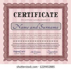 Red Certificate or diploma template. Retro design. Printer friendly. Detailed. 