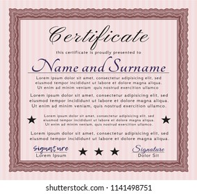 Red Certificate or diploma template. Superior design. Detailed. With quality background. 